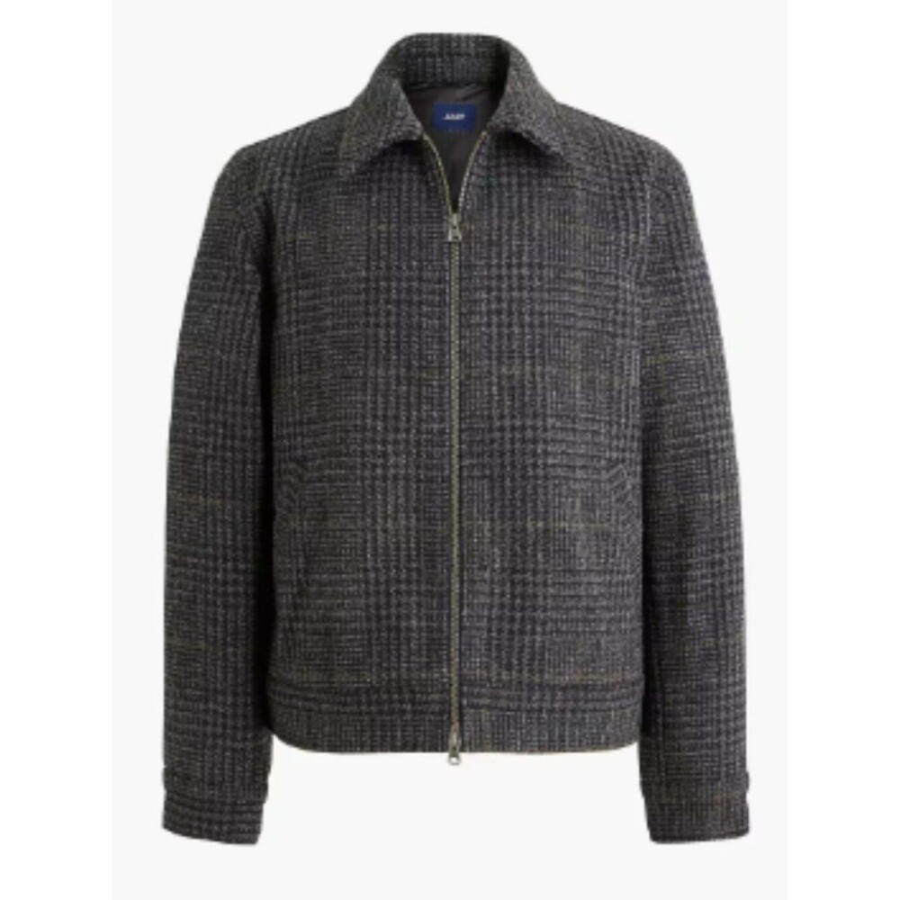 J Crew Men's Glenplaid Elegant Coat Wool Blend Work Jacket 2-Way Front Zip